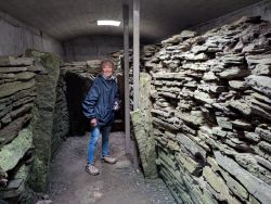 Becky inside the 5000 year old tomb