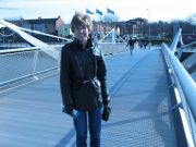 Becky on the bridge over the Liffey River