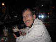 Hugh's first pint of Guinness in Dublin at the Stag's Head