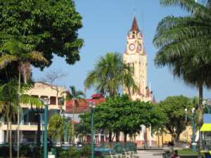 The main plaza in Iquitos