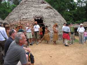 Steve demonstrates his accuracy with the blowgun