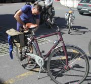 Hugh loads his saddlebags