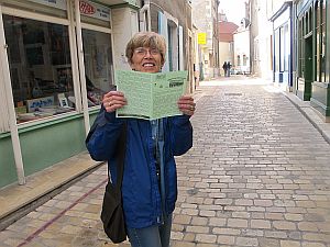 Becky with waling guide in Sancere
