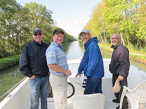 Our crew on a calm section  of the canal