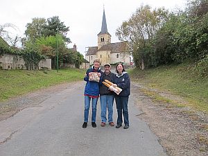 returning from the boulangerie in Fluery sur Loire