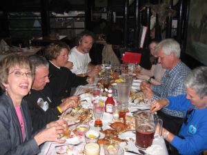 Enjoying a boiled crab dinner at The Crab Claw on Saturday night