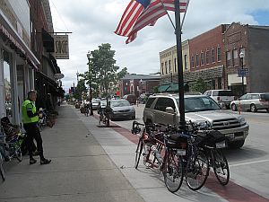 Stopping for coffee in Sturgeon Bay
