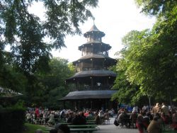 The beer garden at the Chinese Tower in Englischer Garten