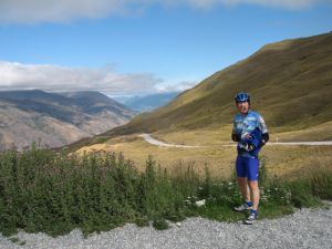 Look down at Queenstown from the Crown Range summit