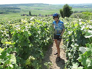 Becky in the vineyards above Haut Villers