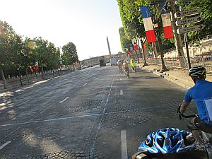 riding on the Champs Elysee near the Place du Concorde